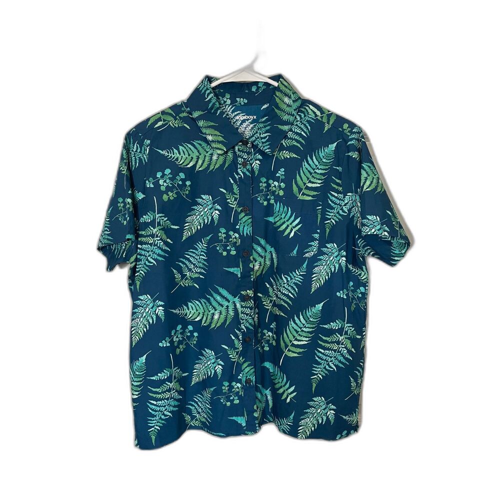 TomboyX 100% cotton fern button down shirt, size S
